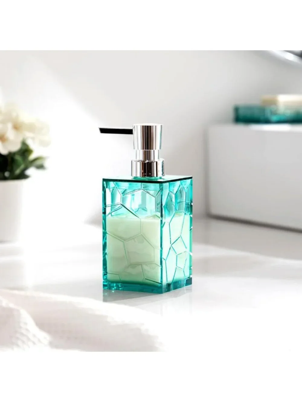 Stylish Acrylic Bathroom Accessories Set of 4 - Countertop Organizer & Decor